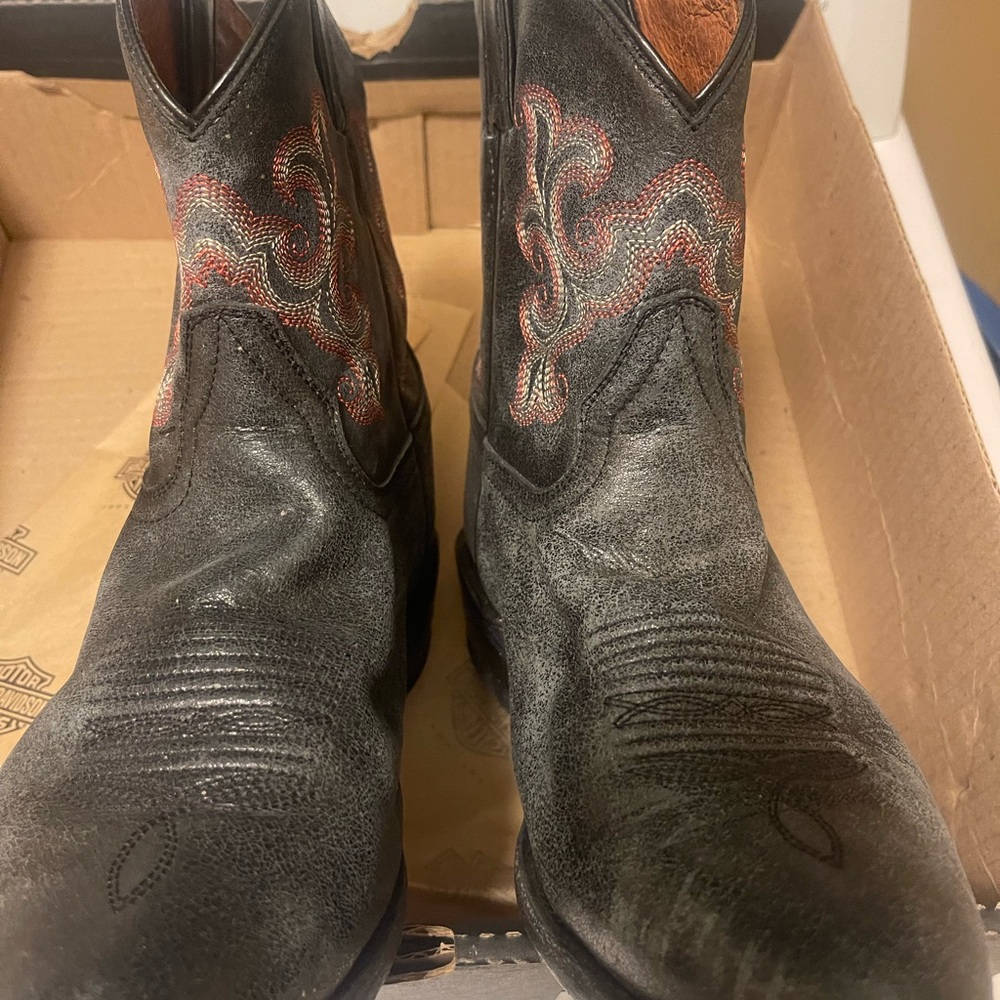 Vintage Harley Davidson Womens SZ 10 Charcoal Leather Cowboy Boots